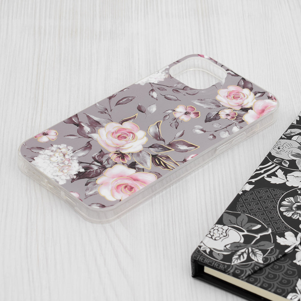Husa de protectie Techsuit Marble Series compatibil cu iPhone 15 Plus, Bloom of Ruth Gray