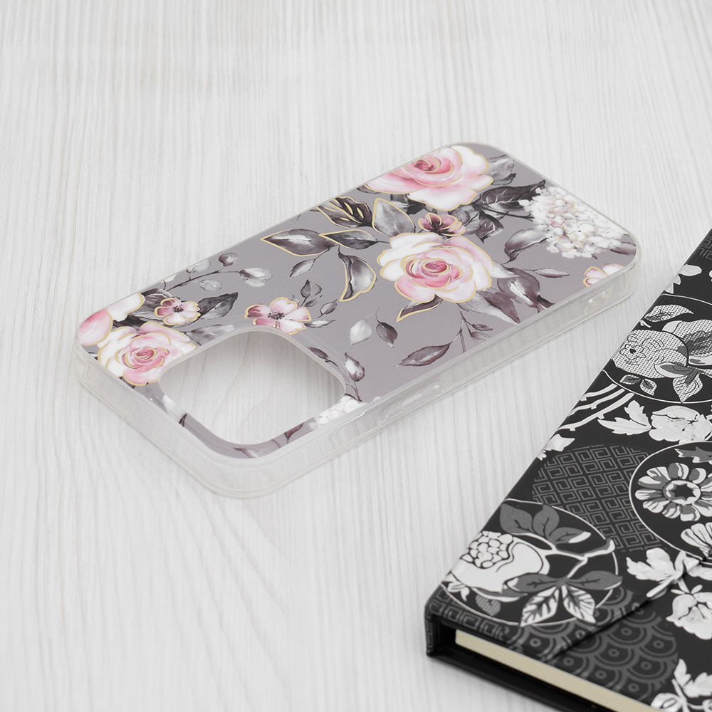 Husa de protectie Techsuit Marble Series compatibil cu iPhone 15 Pro, Bloom of Ruth Gray