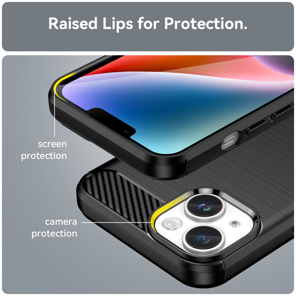 Husa de protectie Techsuit Carbon Silicone compatibil cu iPhone 15 Plus, Negru