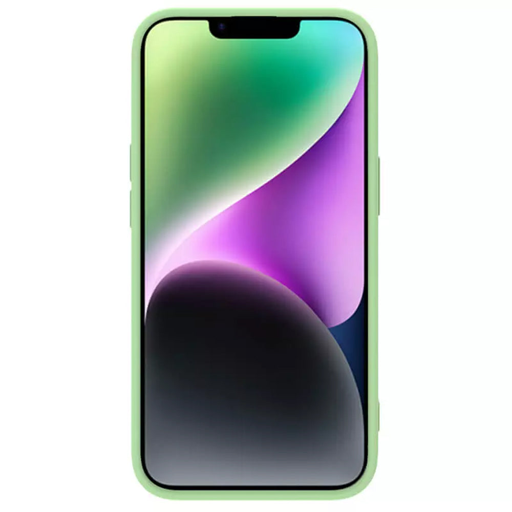 Husa de protectie Nillkin CamShield Silky MagSafe Silicone compatibil cu iPhone 15 Plus, Verde Menta