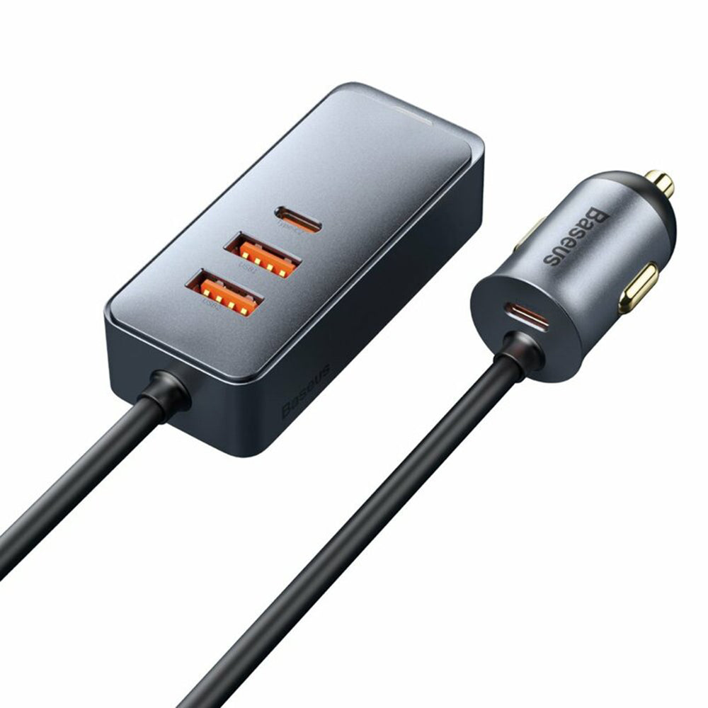 Incarcator Baseus Car Share Together (CCBT-A0G), Port Extension, 2x USB, 2x Type-C, Fast Charging, 120W, Gri