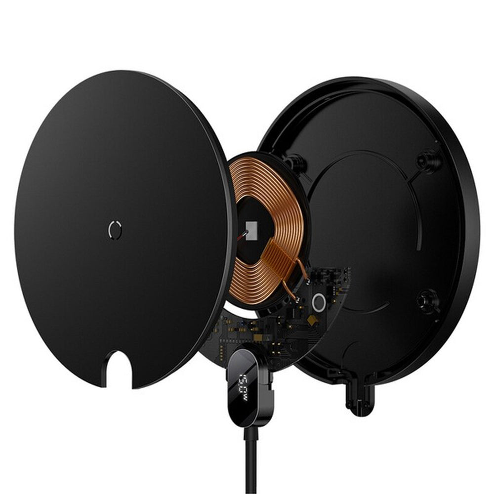 Incarcator Baseus Wireless (CCED000001), for Phone, Earbuds, Digital Display, 15W, Negru