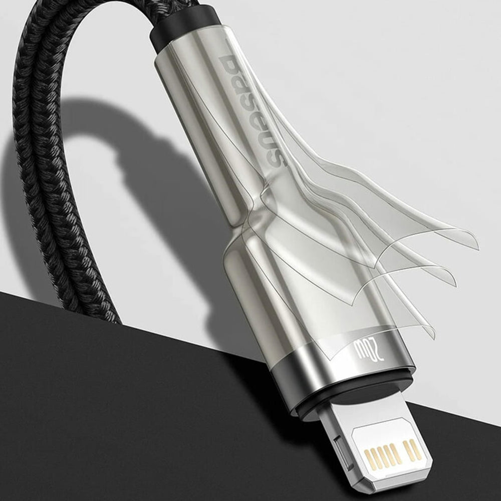 Cablu Baseus Cafule Series Metal (CATLJK-01), Type-C to Lightning, 20W, 25cm, Negru
