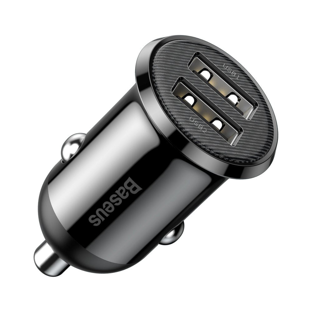 Incarcator Baseus Car (CCALLP-01), 2x USB, Mini Appearance, 4.8A, Negru