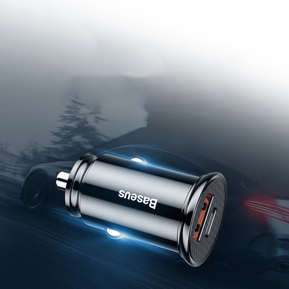 Incarcator Baseus Car Circular (CCALL-YS01), USB, Type-C, Fast Charging, 30W, 5A, Negru