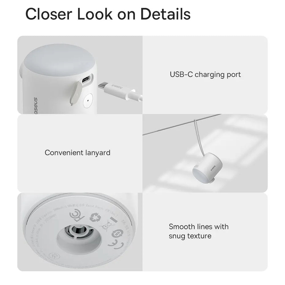 Gadget Baseus Air Pump PocketGo (C11157700221-00), Portable, Rechargeable, Multifunctional, LED Light, 230l/min, 3.5kPa, Alb