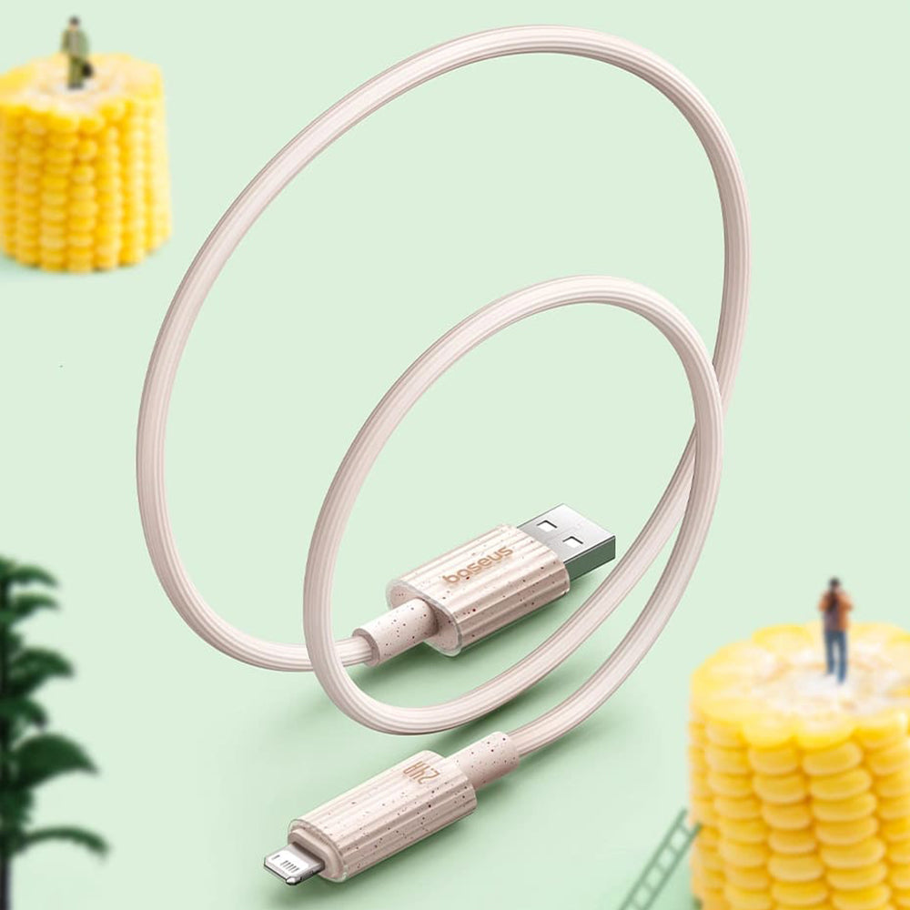 Cablu Baseus Habitat Series (P10360200631-01), USB to Lightning, 480Mbps, 2.4A, 2m, Natural Green