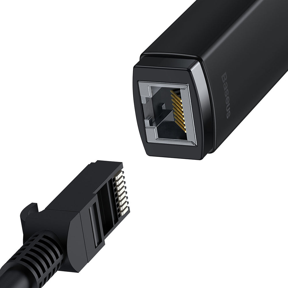 Adaptor Baseus Ethernet Adapter Lite Series (WKQX000001), USB to RJ45 LAN Port, 100Mbps, Negru
