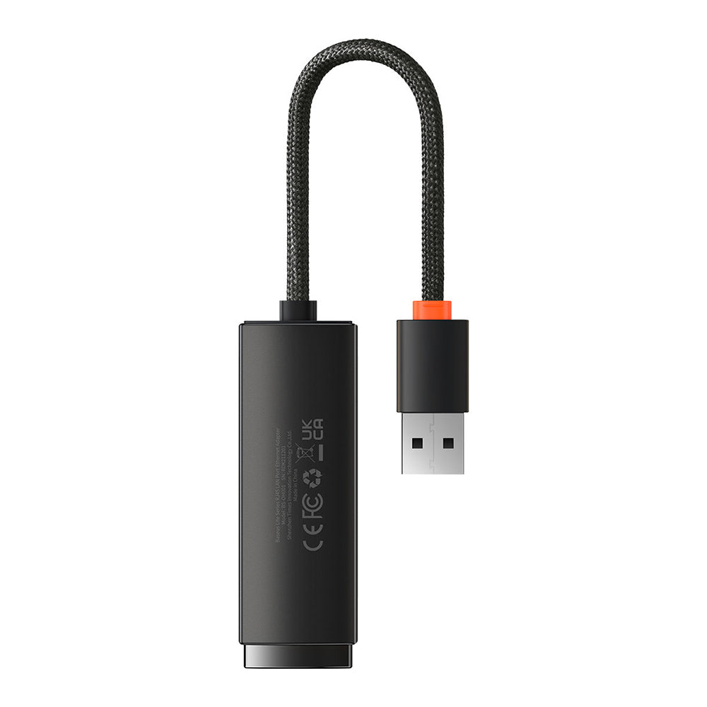 Adaptor Baseus Ethernet Adapter Lite Series (WKQX000001), USB to RJ45 LAN Port, 100Mbps, Negru