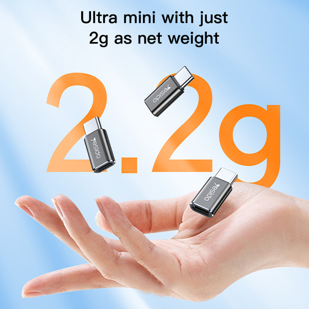 Adaptor Yesido OTG Adapter (GS22), Type-C to Lightning, Aluminium Alloy, 480Mbps, Gri