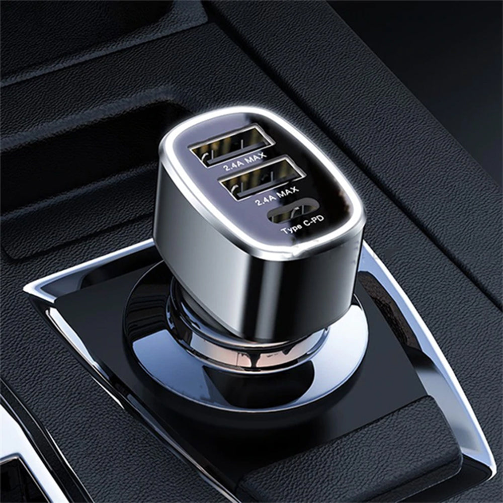 Incarcator Yesido Car (Y47), Dual USB, Type-C, Fast Charging, 49W, Aluminum Alloy, Negru