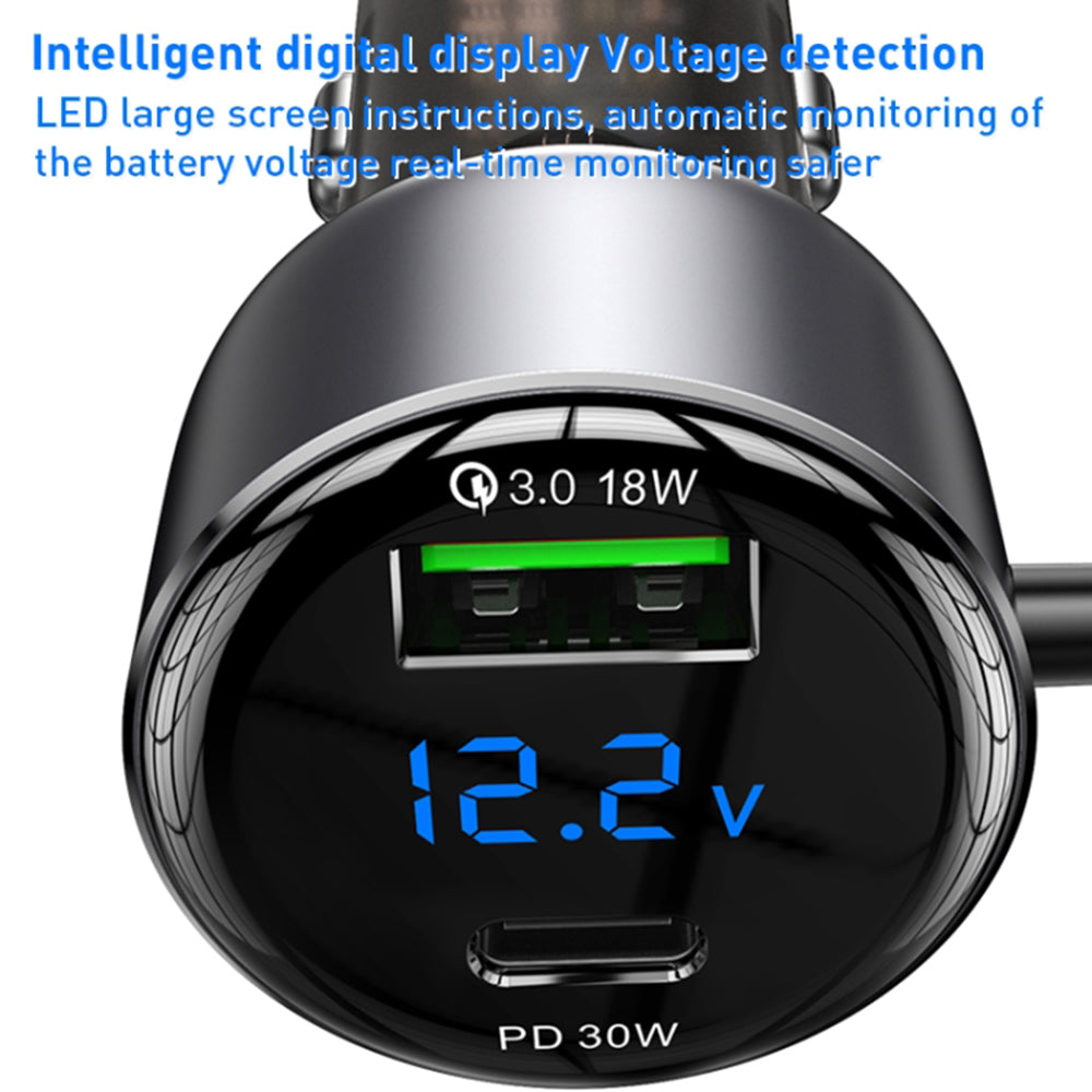 Incarcator Yesido Car (Y58), USB, Type-C, with Cable Lightning, Type-C, Fast Charging, 60W, 120cm, Gri
