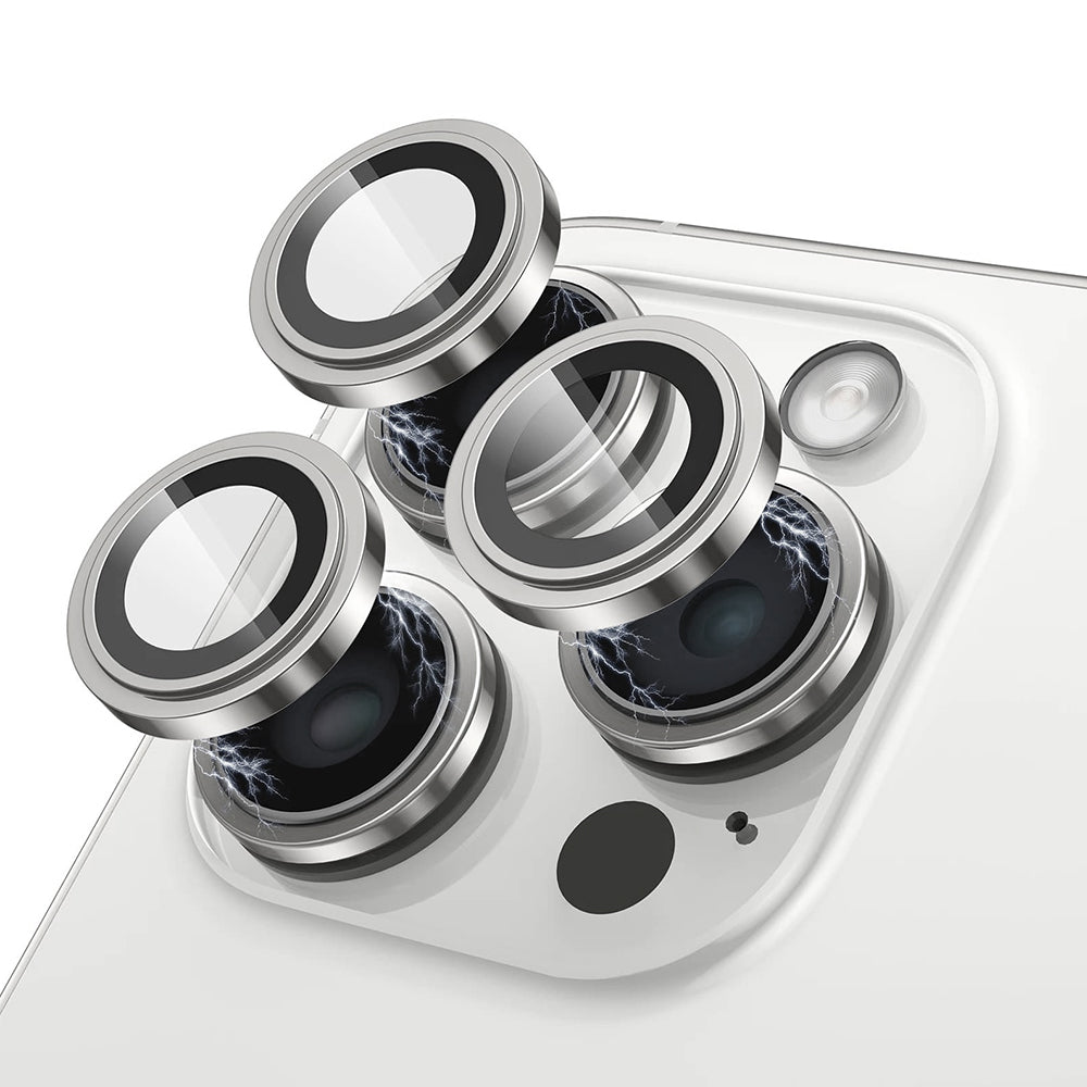 Folie de protectie Lito S+ Camera Glass compatibil cu iPhone 15 Pro / iPhone 15 Pro Max, Alb Titanium