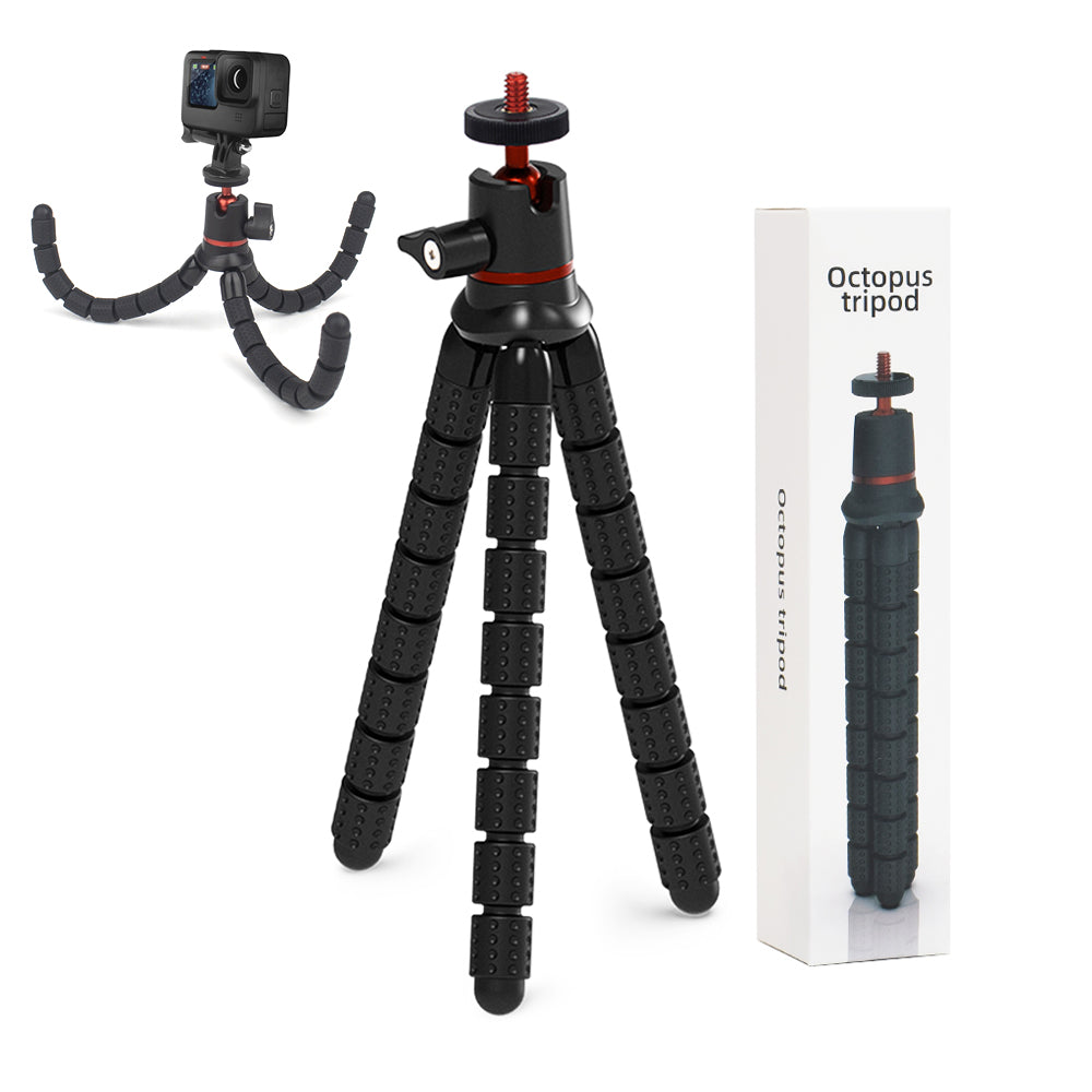 Suport Techsuit Octopus Tripod (JX-004), for Phone and GoPro Action Camera, Portable, Flexible, Negru