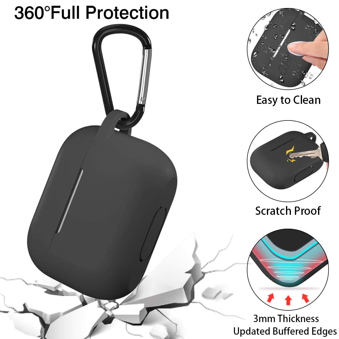 Casti Techsuit Silicone Case, for Apple AirPods 3, Smooth Ultrathin Material, Negru