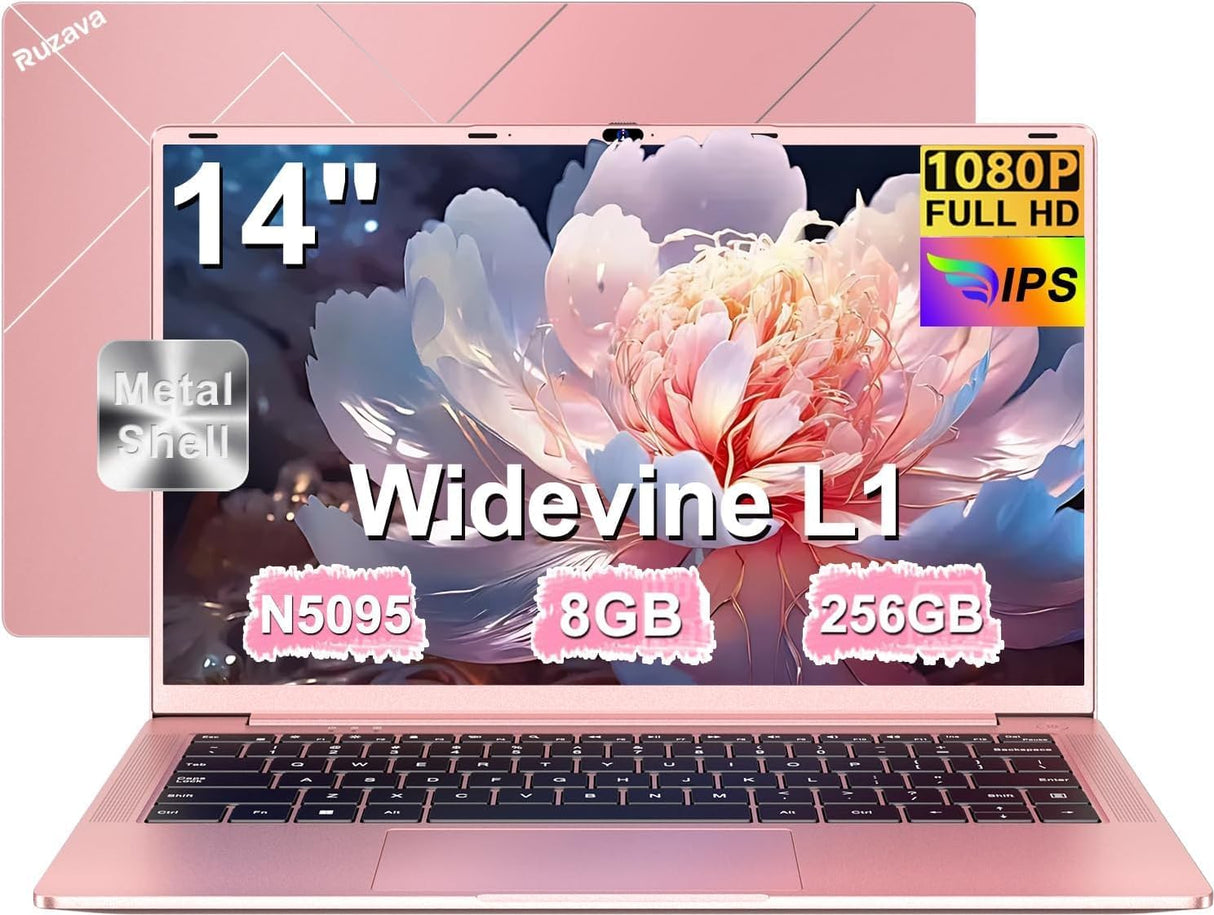 Ruzava laptop, 8 GB RAM, 256 GB SSD, 1 TB-ig bővíthető, Celeron N5095 (akár 2,9 GHz), Win 11, 5G WiFi, fém burkolat, webkamera-takaró, vezeték nélküli egér, billentyűzetvédő fólia - Arany