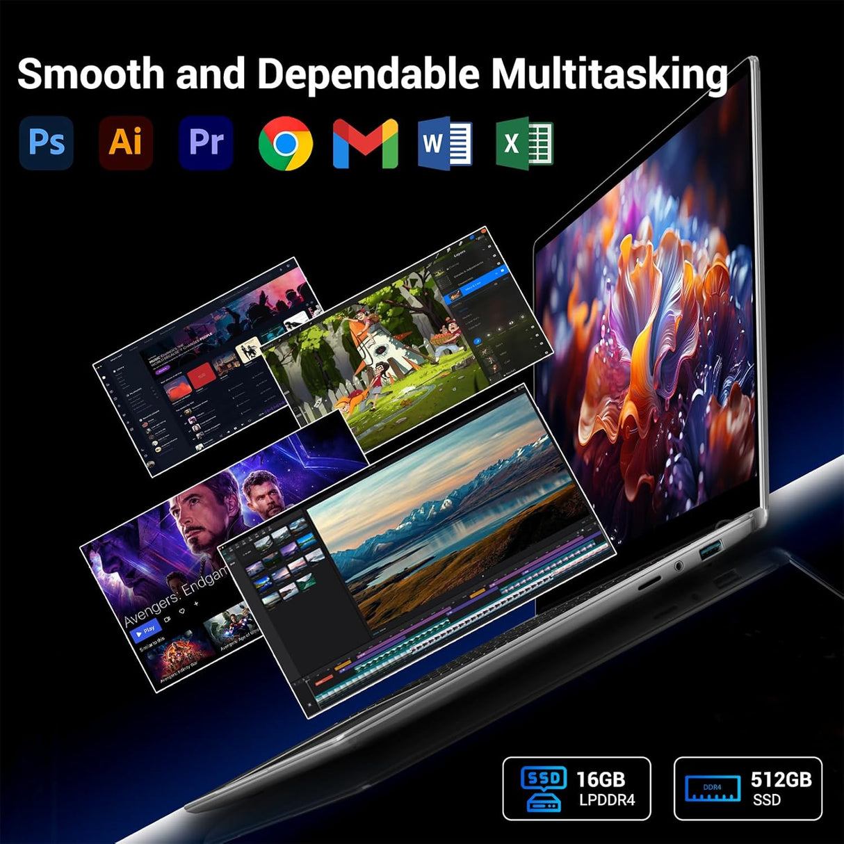 Notebook SADSYMB XU-133E, 16GB, 512GB, 15.6 Inch display, N95 CPU (3.4GHz)