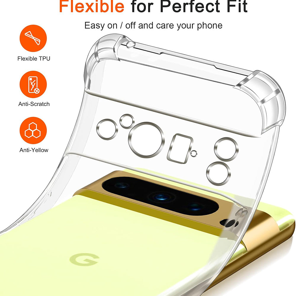 Husa de protectie Techsuit Shockproof Clear Silicone compatibil cu Google Pixel 8 Pro, Transparent