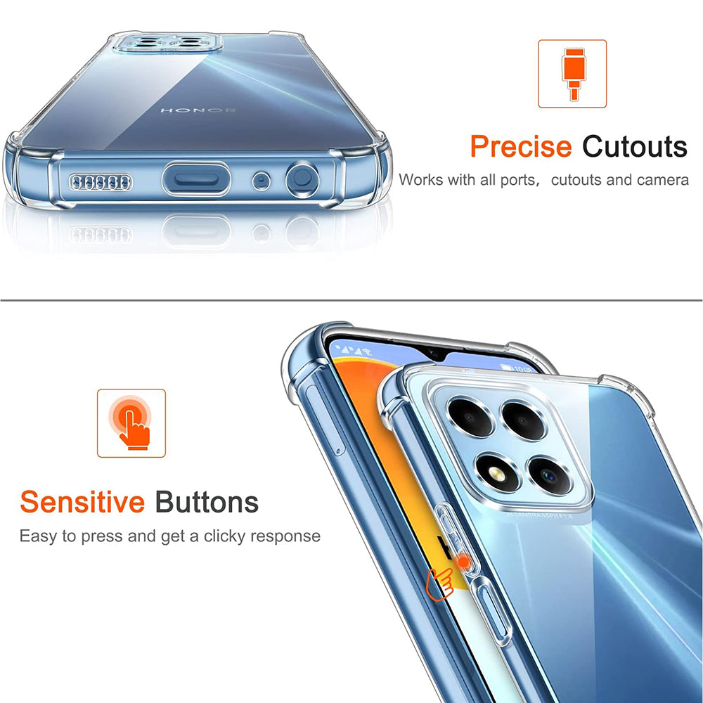 Husa de protectie Techsuit Shockproof Clear Silicone compatibil cu Honor X6 / X8 5G / 70 Lite, Transparent