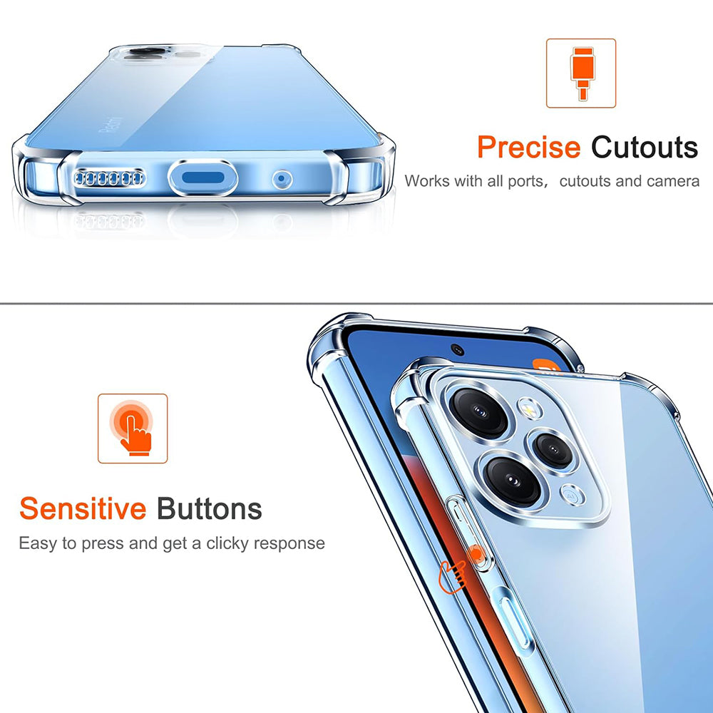 Husa de protectie Techsuit Shockproof Clear Silicone compatibil cu Xiaomi Redmi 12 4G / 12 5G, Transparent
