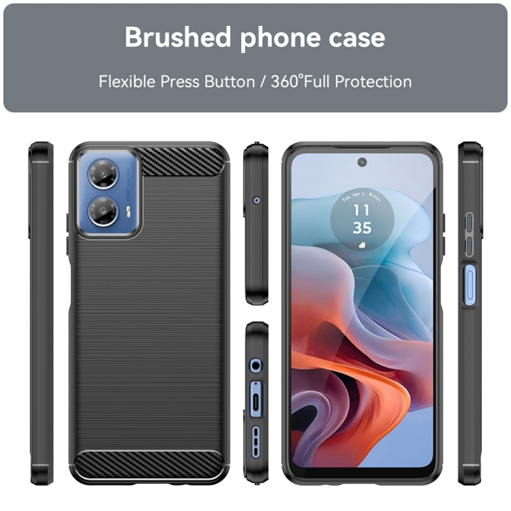 Husa de protectie Techsuit Carbon Silicone compatibil cu Motorola Moto G04 / Moto G04s / Moto G24 / G24 Power / Moto E14, Negru
