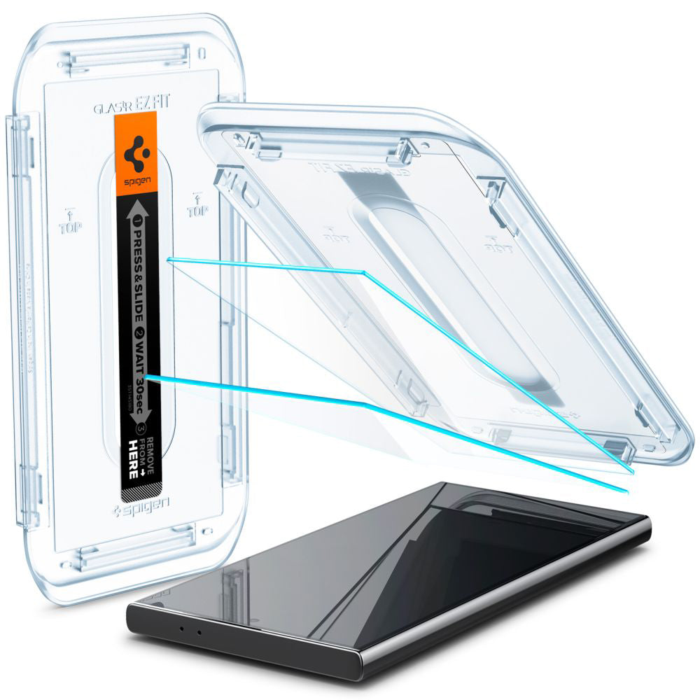 Folie de protectie Spigen (set de 2) Glas.tR EZ-FIT (AGL07495) compatibil cu Samsung Galaxy S24 Ultra, Transparent