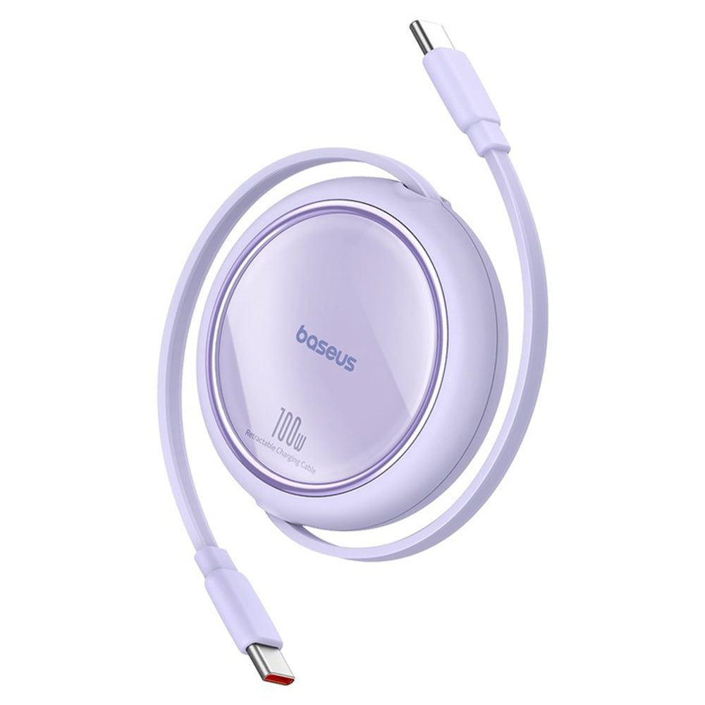 Cablu Baseus Free2Draw Mini (P10364500511-00), Type-C to Type-C, 100W, 1m, Retractable, Nebula Purple