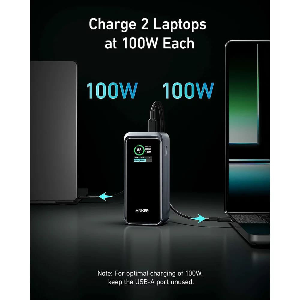 Baterie externa Anker Prime (A1336011), 2x USB-C, USB, for Phone, Tablet, MacBook, Digital Display, 20000mAh, 200W, Negru