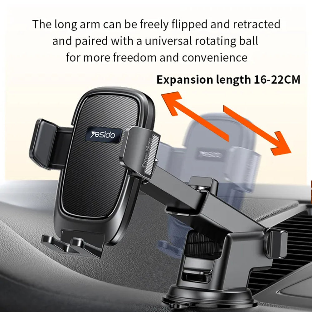 Suport Yesido (C262), Gravity Grip, for Dashboard and Windshield, Negru