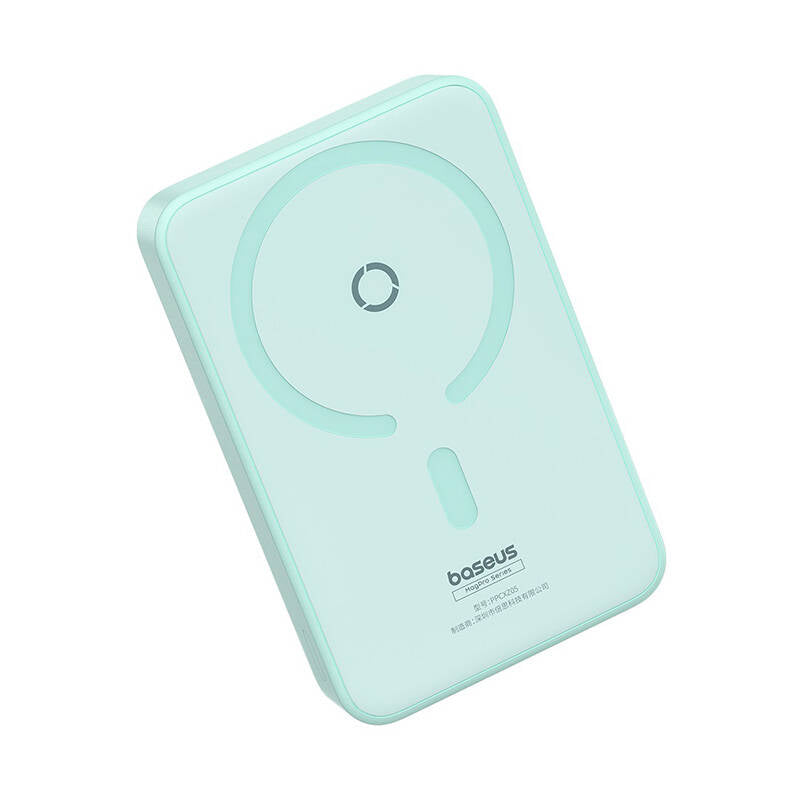 Baterie externa Baseus MagPro Magnetic PPCXZ05 (P10064101333-00), USB-C, 5000mAh, 20W, MagSafe, Cable Type-C, 3A, 30cm, Menta