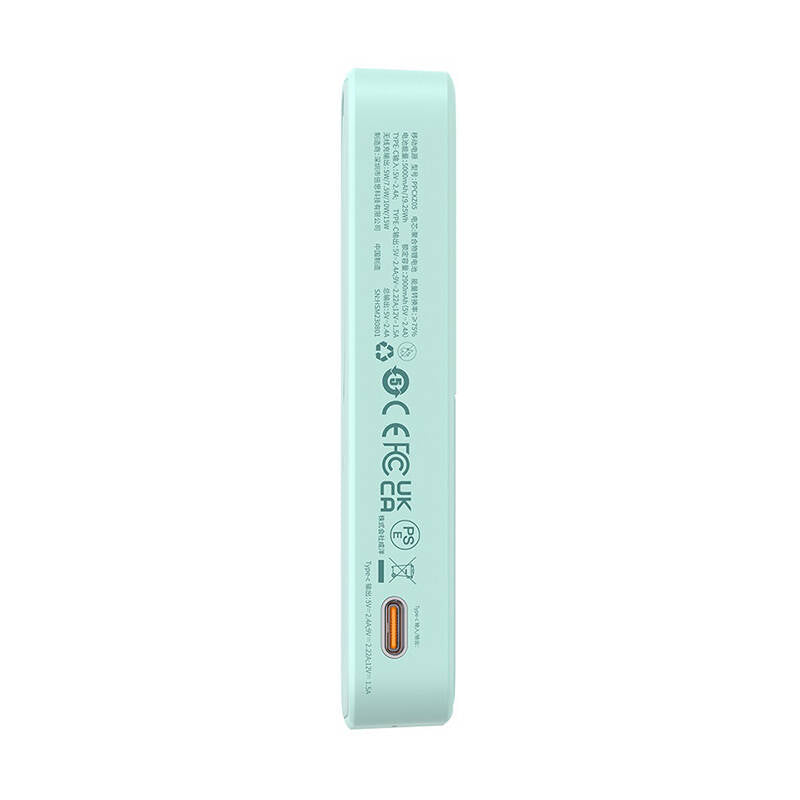 Baterie externa Baseus MagPro Magnetic PPCXZ05 (P10064101333-00), USB-C, 5000mAh, 20W, MagSafe, Cable Type-C, 3A, 30cm, Menta