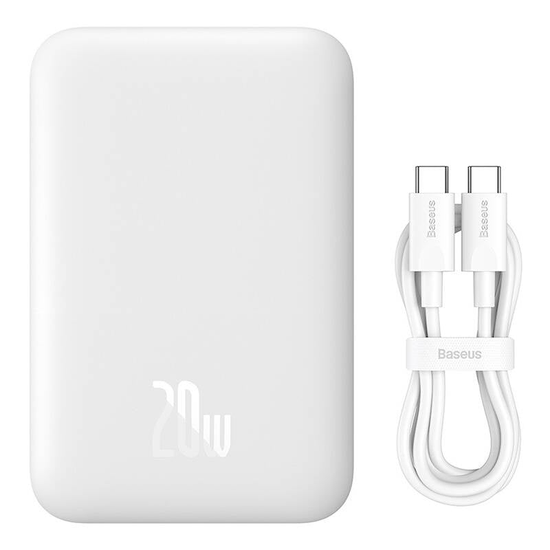 Baterie externa Baseus Magnetic Mini Air (P10059002223-00), USB-C, MagSafe, 6000mAh, 20W, Alb