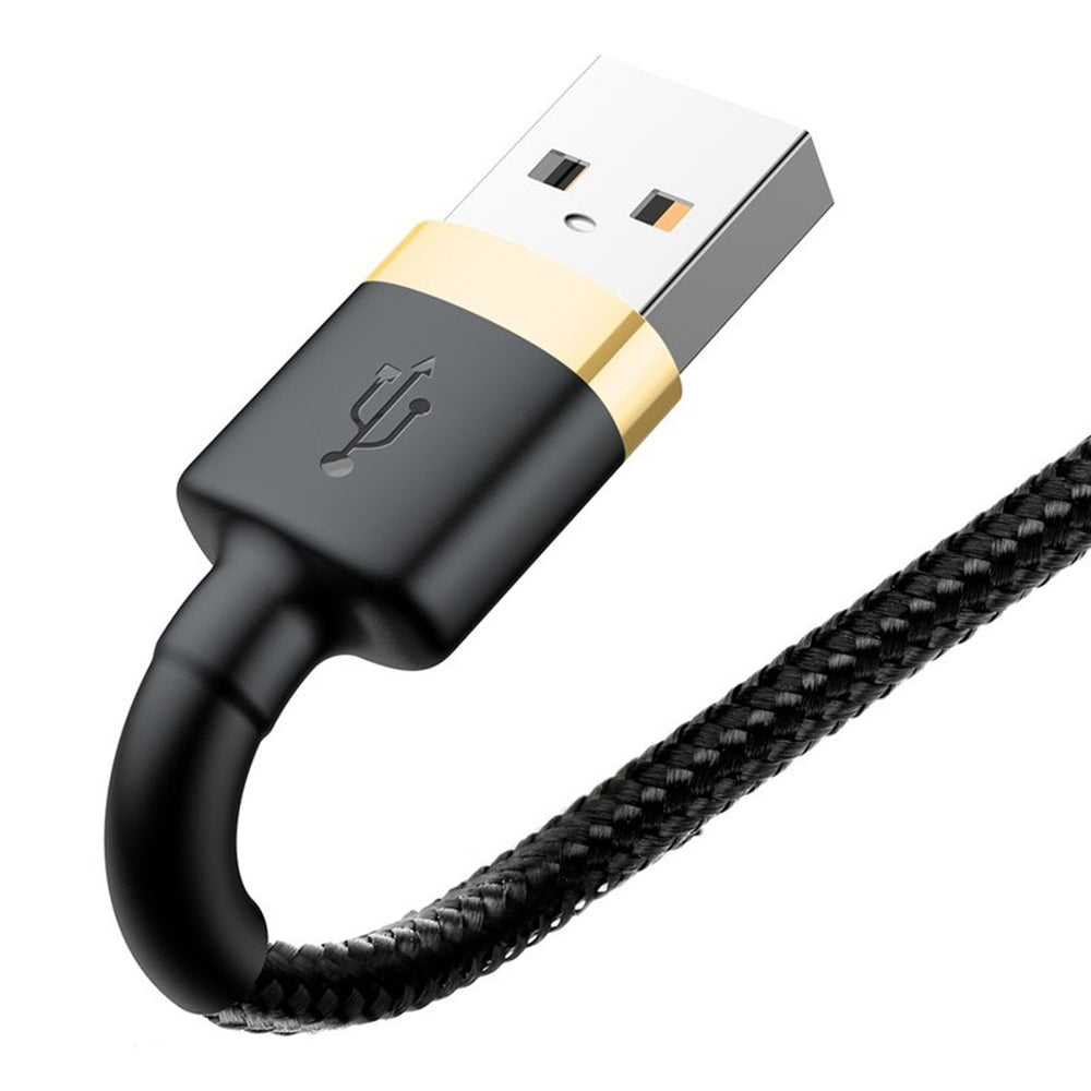 Cablu Baseus Cafule (CALKLF-BV1), USB to Lightning, 2.4A, 480Mbps, 1m, Negru / Gold