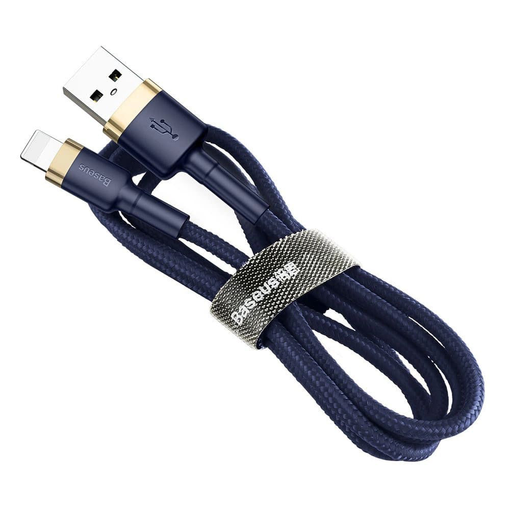 Cablu Baseus Cafule (CALKLF-CV3), USB to Lightning, QC3.0, 1.5A, 2m, Albastru / Gold