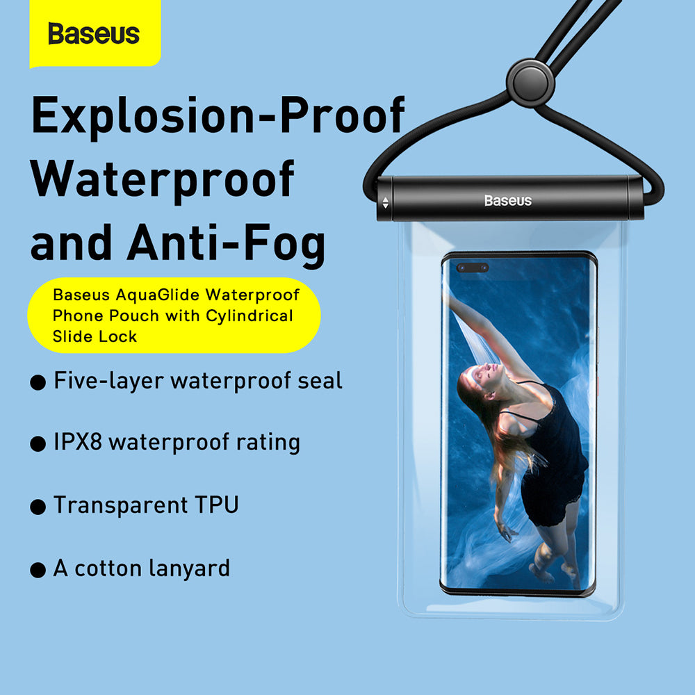 Baseus Waterproof Case (P60263701213-00), IPX8, with Cylindrical Slide Lock, for Phone 7.2", Moon White