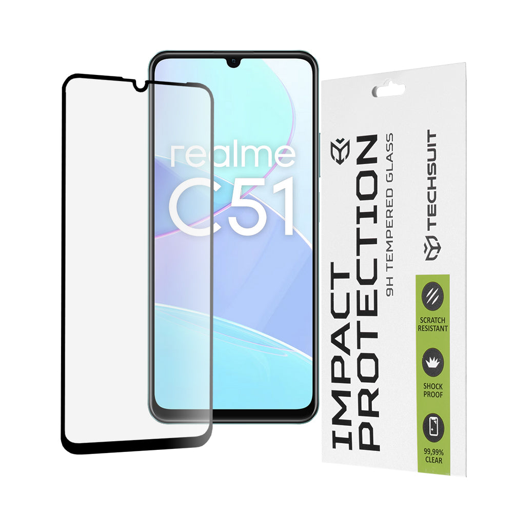 Folie de protectie Techsuit 111D Full Cover / Full Glue Glass compatibil cu Realme C51 / Note 50, Negru