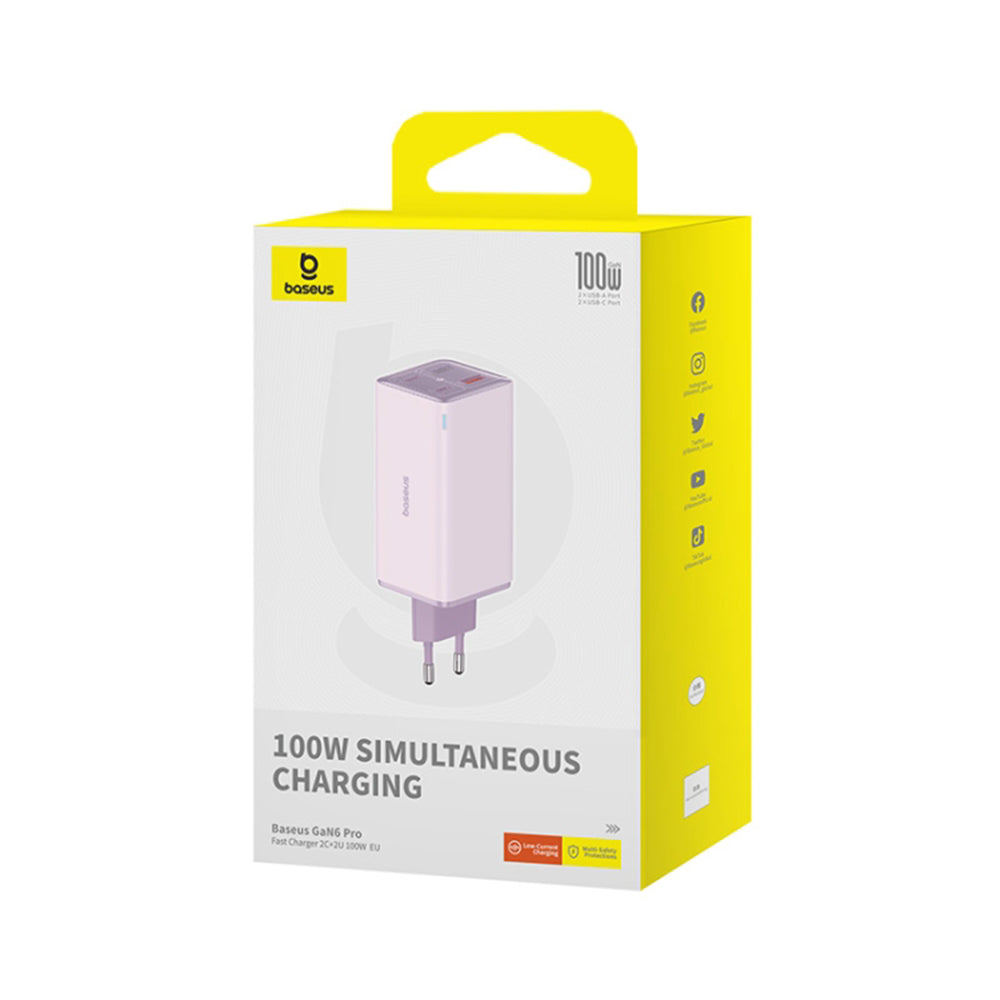 Incarcator Baseus GaN6 Pro (P10162705532-00), Type-C Cable Included, 2x USB, 2x Type-C, 100W, 100W, 20V, 5A, 1m, Mov