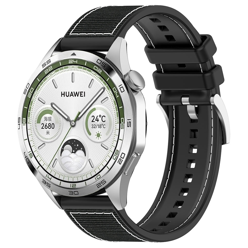 Curea smartwatch Techsuit Watchband 22mm (W051) compatibil cu Huawei Watch GT 2 (46mm)/GT 2 Pro/GT 3 Pro (46mm)/Ultimate, Xiaomi Watch S1, Negru