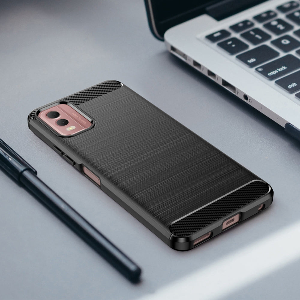 Husa de protectie Techsuit Carbon Silicone compatibil cu Nokia C32, Negru