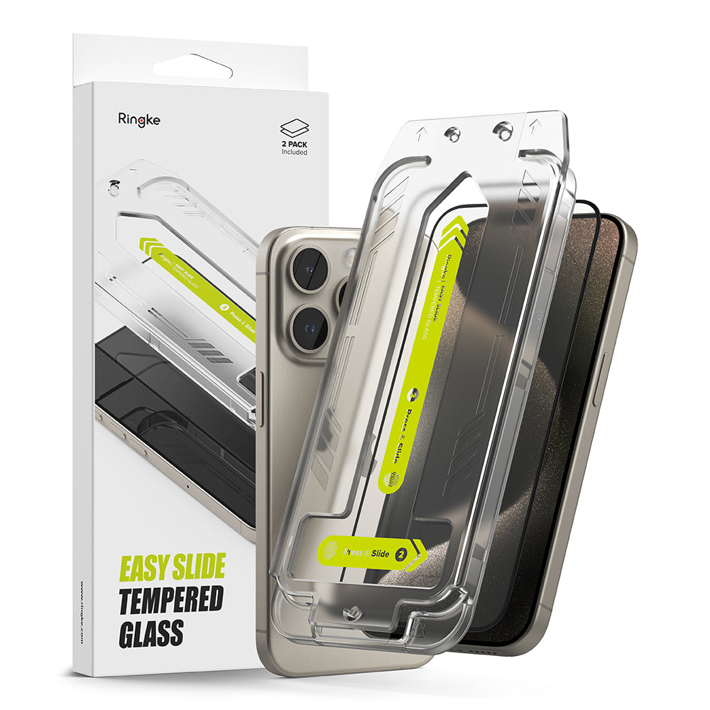 Folie de protectie Ringke Easy Slide Tempered Glass (set de 2) compatibil cu iPhone 15 Pro Max, Transparent