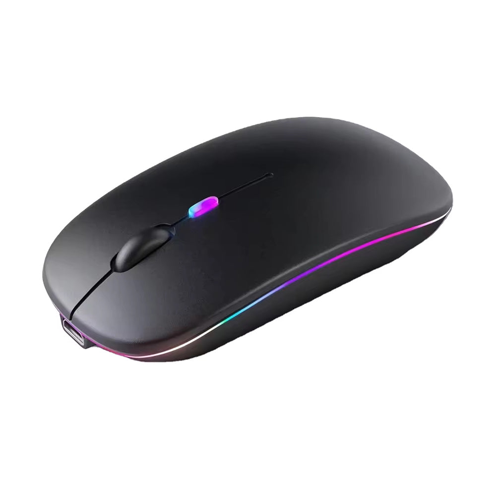 Tastatura/Mouse Techsuit Wireless Mouse GameFlow (M1), for Gaming, LED RGB, Silent, Bluetooth 5.2, 2.4G, 1600 DPI with USB-C Charging Cable, Negru