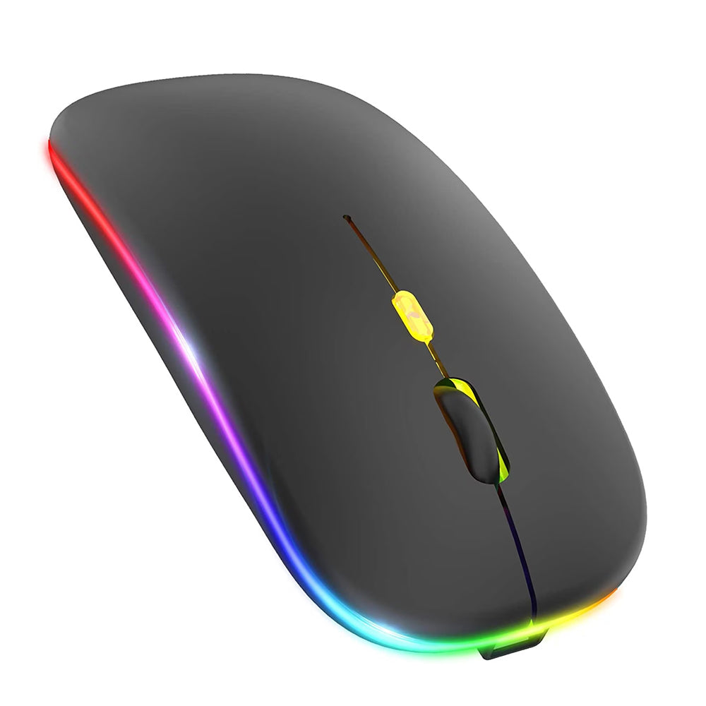 Tastatura/Mouse Techsuit Wireless Mouse GameFlow (M1), for Gaming, LED RGB, Silent, Bluetooth 5.2, 2.4G, 1600 DPI with USB-C Charging Cable, Negru