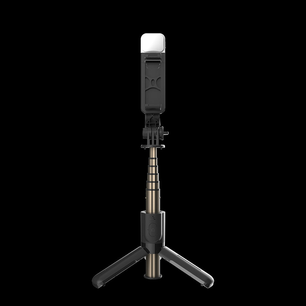 Suport Techsuit Mini Selfie Stick (L10s), Stable Tripod with Bluetooth Remote Control and Fill Light, 70cm, Negru