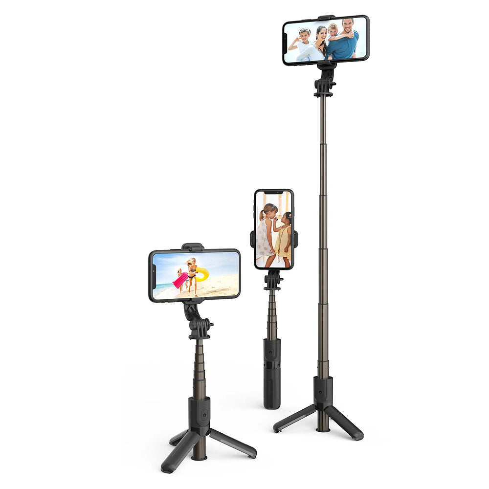 Suport Techsuit Mini Selfie Stick (L10), Stable Tripod with Bluetooth Remote Control, 360 Rotation, Aluminium Alloy, 68cm, Negru