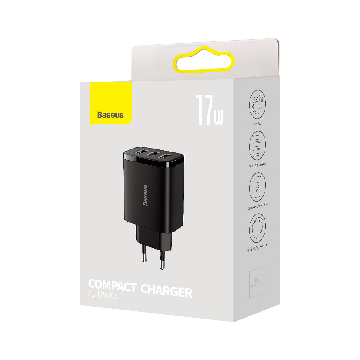 Incarcator Baseus Compact (CCXJ020101), Universal Compatibility, 3 x USB, 17W, 5V, Negru