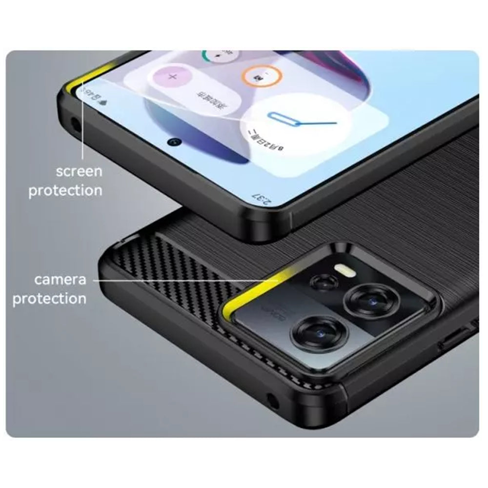 Husa de protectie Techsuit Carbon Silicone compatibil cu Motorola Edge 30 Fusion, Negru