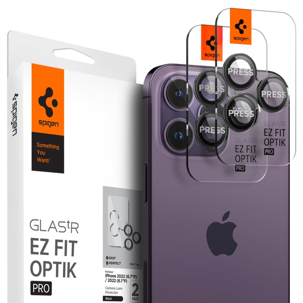 Spigen Optik.tR EZ Fit Pro Camera Glass kamera fólia iPhone 14 Pro, fekete