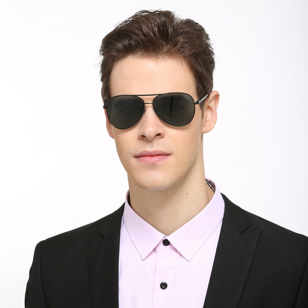 Techsuit Sunglasses Polarized (2150), for Men, with UV Protection, Metal Frame, Auriu / Black Gray