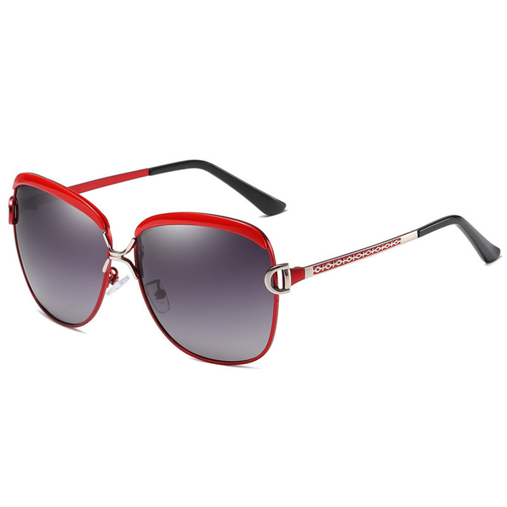 Techsuit Sunglasses Polarized (8702), for Women with UV Protection, Metal Frame, Rosu