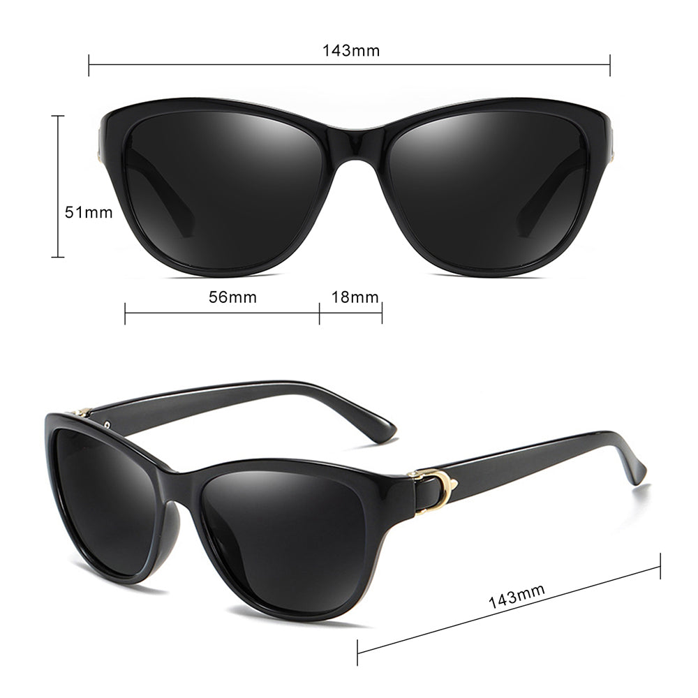 Techsuit Sunglasses Polarized (A572), for Women with UV Protection, PC, Negru / Gradient Gray